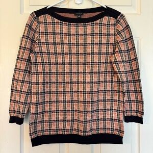 Ann Taylor Women’s Size M 3/4 Length Sleeve Plaid Pullover Light weight Sweater